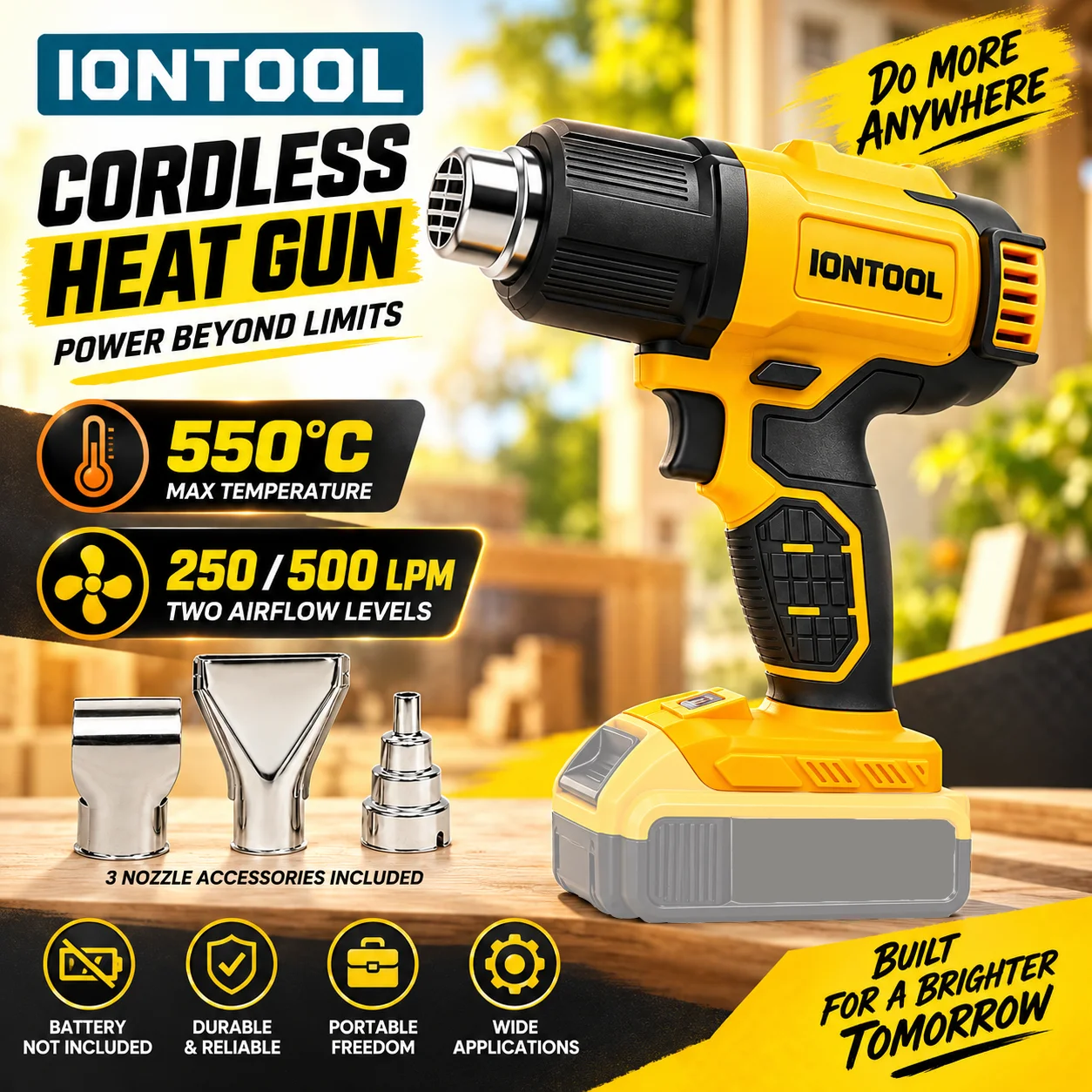IONTOOL Sarı 550 ℃   Hızlı Isı - Cordless Heat Gun For Shrink Tubing incelemesi ve fiyatı